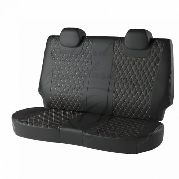 13 949 р. Чехлы для сидений (к-я Elegance, с подлокотником) Lord Autofashion Байрон (экокожа). Lord Autofashion Турин (экокожа) Skoda Octavia A7 дорестайлинг лифтбэк (2012-2017) (Чёрный, вставка чёрная, строчка бежевая)  с доставкой в г. Кемерово. Увеличить фотографию 2