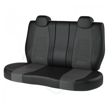10 899 р. Чехлы для сидений (к-я Elegance, с подлокотником) Lord Autofashion Денвер (экокожа)  Skoda Octavia  A7 (2012-2017) дорестайлинг лифтбэк, дорестайлинг универсал (Чёрный, вставка серая)  с доставкой в г. Кемерово. Увеличить фотографию 2