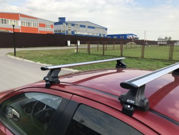 5 799 р. Багажник на крышу Inter  Skoda Octavia  A7 (2012-2020) дорестайлинг лифтбэк, рестайлинг лифтбэк (Алюминиевые поперечины Крыло, 120 см)  с доставкой в г. Кемерово. Увеличить фотографию 2