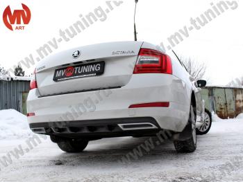 2 399 р. Накладка бампера (диффузор) MV-Tuning Skoda Octavia A7 дорестайлинг лифтбэк (2012-2017) (Глянец, Неокрашенная)  с доставкой в г. Кемерово. Увеличить фотографию 2