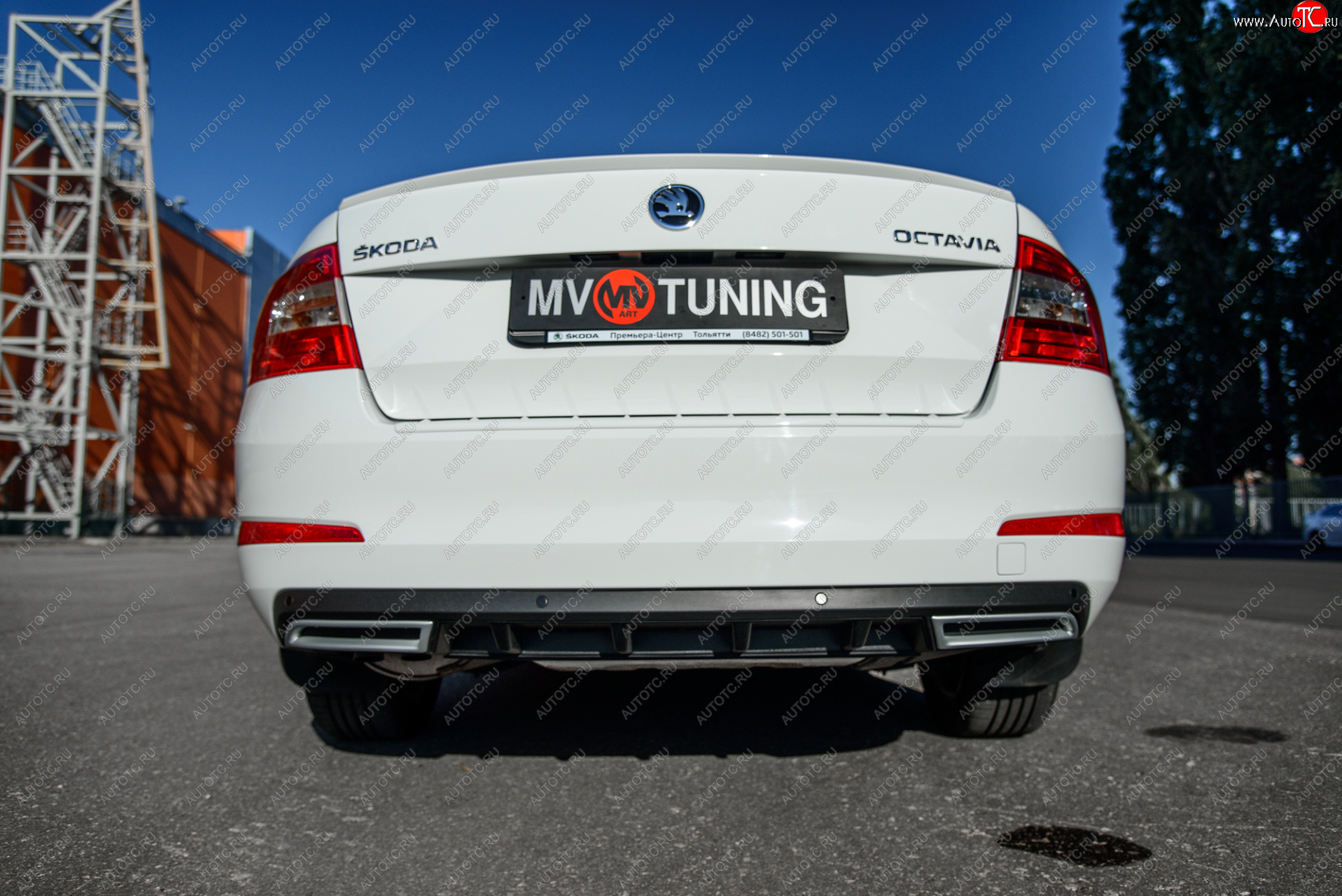 2 879 р. Накладка бампера (диффузор) MV-Tuning  Skoda Octavia  A7 (2012-2020) дорестайлинг лифтбэк, рестайлинг лифтбэк (Поверхность шагрень)  с доставкой в г. Кемерово