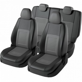 6 799 р. Чехлы для сидений (экокожа, РЗСиС, 2 П) Lord Autofashion Турин  Skoda Octavia ( Tour A4 1U5,  Tour A4 1U2) (1996-2010) универсал дорестайлинг, лифтбэк дорестайлинг, лифтбэк рестайлинг, универсал рестайлинг (Черный, вставка серая)  с доставкой в г. Кемерово. Увеличить фотографию 2