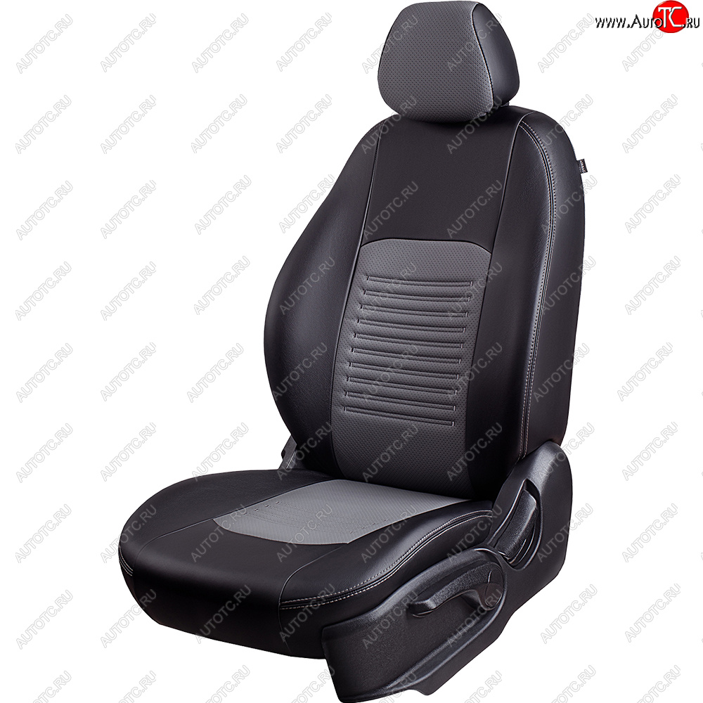 6 799 р. Чехлы для сидений (экокожа, РЗСиС, 2 П) Lord Autofashion Турин  Skoda Octavia ( Tour A4 1U5,  Tour A4 1U2) (1996-2010) универсал дорестайлинг, лифтбэк дорестайлинг, лифтбэк рестайлинг, универсал рестайлинг (Черный, вставка серая)  с доставкой в г. Кемерово