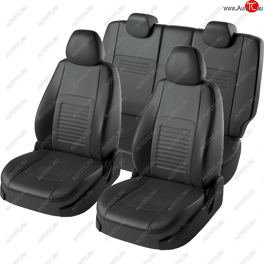 6 799 р. Чехлы для сидений (экокожа, РЗСиС, 2 П) Lord Autofashion Турин  Skoda Octavia ( Tour A4 1U5,  Tour A4 1U2) (1996-2010) универсал дорестайлинг, лифтбэк дорестайлинг, лифтбэк рестайлинг, универсал рестайлинг (Черный, вставка черная)  с доставкой в г. Кемерово