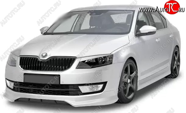 5 999 р. Накладка на передний бампер CT Skoda Octavia A7 дорестайлинг универсал (2012-2017) (Неокрашенная)  с доставкой в г. Кемерово