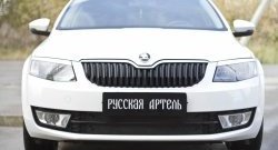 1 039 р. Зимняя заглушка решетки переднего бампера РА Skoda Octavia A7 дорестайлинг лифтбэк (2012-2017)  с доставкой в г. Кемерово. Увеличить фотографию 2