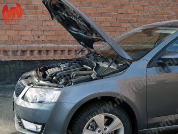 4 099 р. Упор капота MV-Tuning (двойной)  Skoda Octavia  A7 (2012-2020) дорестайлинг лифтбэк, дорестайлинг универсал, рестайлинг лифтбэк, рестайлинг универсал  с доставкой в г. Кемерово. Увеличить фотографию 6