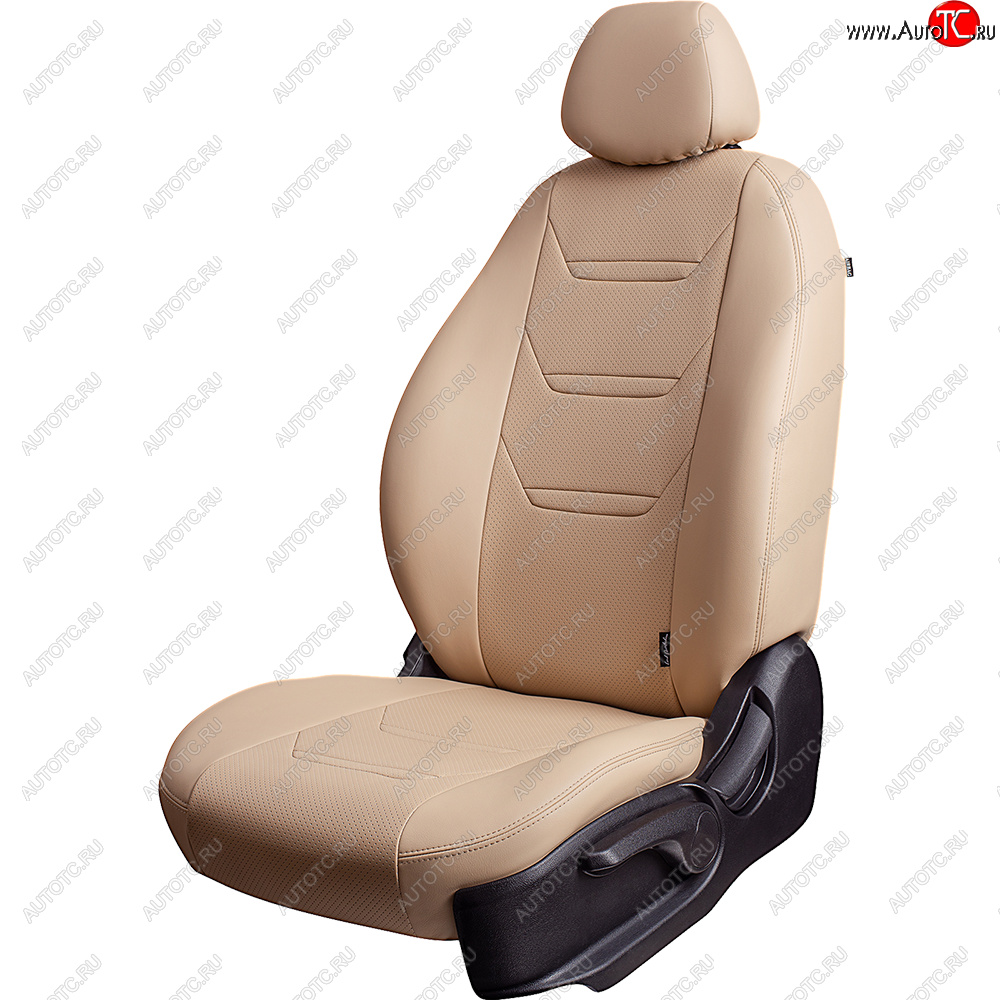 10 299 р. Чехлы для сидений (комплектация Ambition без подлокот-ка) Lord Autofashion Турин 2 (экокожа)  Skoda Octavia  A7 (2012-2020) дорестайлинг лифтбэк, дорестайлинг универсал, рестайлинг лифтбэк, рестайлинг универсал (Бежевый/Бежевый/Бежевый/Бежевый)  с доставкой в г. Кемерово