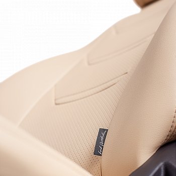 10 299 р. Чехлы для сидений (комплектация Ambition без подлокот-ка) Lord Autofashion Турин 2 (экокожа)  Skoda Octavia  A7 (2012-2020) дорестайлинг лифтбэк, дорестайлинг универсал, рестайлинг лифтбэк, рестайлинг универсал (Бежевый/Бежевый/Бежевый/Бежевый)  с доставкой в г. Кемерово. Увеличить фотографию 5