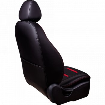 11 899 р. Чехлы для сидений (комплектация Ambition без подлокот-ка) Lord Autofashion Турин 2 (экокожа)  Skoda Octavia  A7 (2012-2020) дорестайлинг лифтбэк, дорестайлинг универсал, рестайлинг лифтбэк, рестайлинг универсал (Чёрный/Чёрный/Красный/Красный)  с доставкой в г. Кемерово. Увеличить фотографию 5