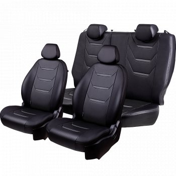 12 499 р. Чехлы для сидений (комплектация Ambition без подлокот-ка) Lord Autofashion Турин 2 (экокожа)  Skoda Octavia  A7 (2012-2020) дорестайлинг лифтбэк, дорестайлинг универсал, рестайлинг лифтбэк, рестайлинг универсал (Серый/Серый/Чёрный/Чёрный)  с доставкой в г. Кемерово. Увеличить фотографию 2