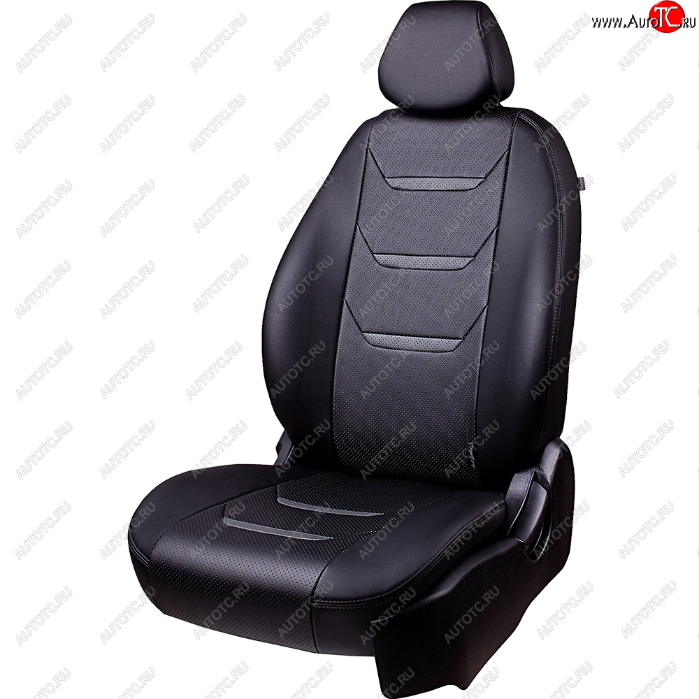 12 499 р. Чехлы для сидений (комплектация Ambition без подлокот-ка) Lord Autofashion Турин 2 (экокожа)  Skoda Octavia  A7 (2012-2020) дорестайлинг лифтбэк, дорестайлинг универсал, рестайлинг лифтбэк, рестайлинг универсал (Серый/Серый/Чёрный/Чёрный)  с доставкой в г. Кемерово