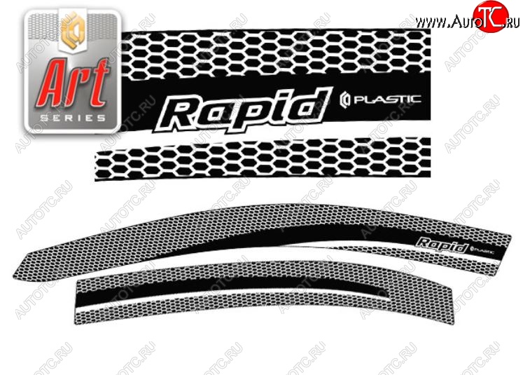 2 299 р. Дефлектора окон CA-Plastic  Skoda Rapid  NH3 (2012-2017) дорестайлинг лифтбэк (Серия Art черная, Без хром.молдинга)  с доставкой в г. Кемерово