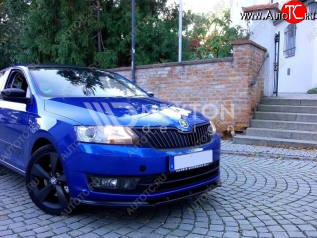 6 299 р. Накладка на передний бампер Splitter Skoda Rapid NH1 хэтчбэк дорестайлинг (2012-2017) (Неокрашенная)  с доставкой в г. Кемерово