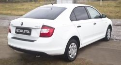 1 169 р. Защитная накладка на задний бампер RA  Skoda Rapid ( NH3,  NH1) (2012-2017) дорестайлинг лифтбэк, хэтчбэк дорестайлинг  с доставкой в г. Кемерово. Увеличить фотографию 3