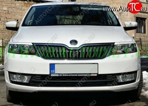 1 099 р. Реснички на фары CT Skoda Rapid NH3 дорестайлинг лифтбэк (2012-2017) (Неокрашенные)  с доставкой в г. Кемерово