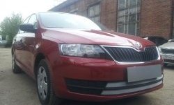 2 399 р. Сетка на бампер Russtal (хром)  Skoda Rapid ( NH3,  NH1) (2012-2017) дорестайлинг лифтбэк, хэтчбэк дорестайлинг  с доставкой в г. Кемерово. Увеличить фотографию 3