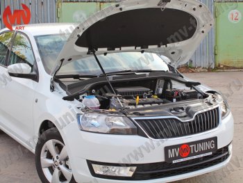 2 969 р. Упор капота MV-Tuning (одинарный) Skoda Rapid NH3 дорестайлинг лифтбэк (2012-2017)  с доставкой в г. Кемерово. Увеличить фотографию 2