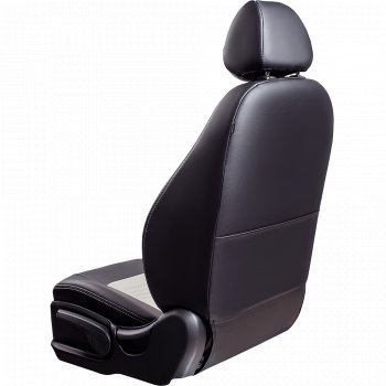 10 849 р. Чехлы для сидений Lord Autofashion Турин (экокожа, спинка 40/60, подлокотник, 3 Г-образных подголовника)  Skoda Rapid ( NH3,  NH1) (2012-2020), Volkswagen Polo  Mk6 (2020-2022) (Черный, вставка белая)  с доставкой в г. Кемерово. Увеличить фотографию 3