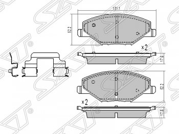 1 089 р. Колодки тормозные SAT (передние)  Skoda Rapid ( NH3,  NH1) (2012-2017), Volkswagen Polo  5 (2009-2020)  с доставкой в г. Кемерово. Увеличить фотографию 1