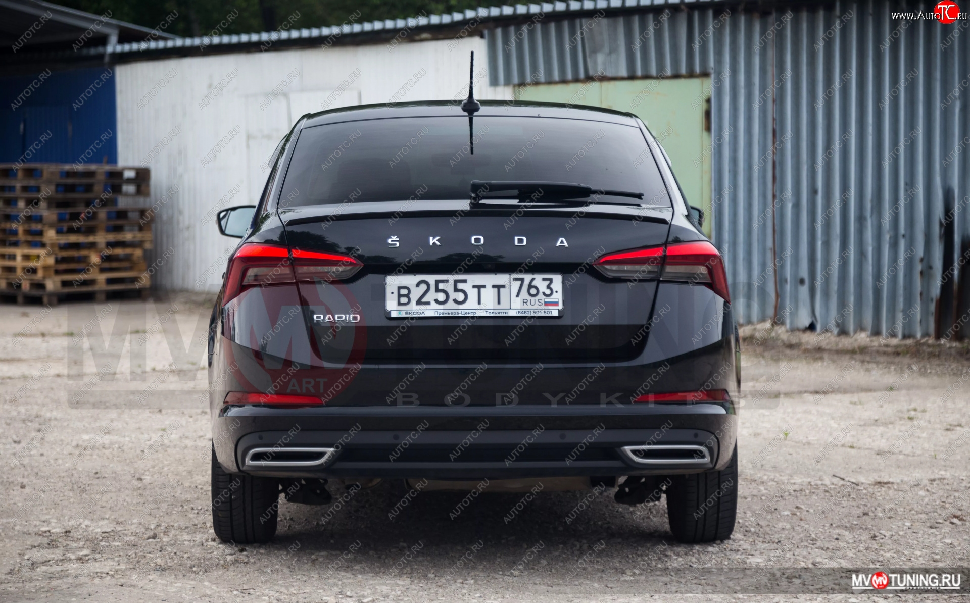4 199 р. Имитация насадок глушителя RS Style MV-Tuning  Skoda Rapid  MK2 (2019-2025) (SILVER (серебро))  с доставкой в г. Кемерово