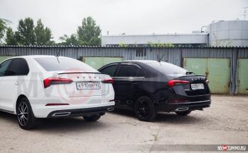 4 199 р. Имитация насадок глушителя RS Style MV-Tuning  Skoda Rapid  MK2 (2019-2025) (SILVER (серебро))  с доставкой в г. Кемерово. Увеличить фотографию 3