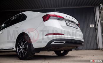 4 199 р. Имитация насадок глушителя RS Style MV-Tuning  Skoda Rapid  MK2 (2019-2025) (SILVER (серебро))  с доставкой в г. Кемерово. Увеличить фотографию 4