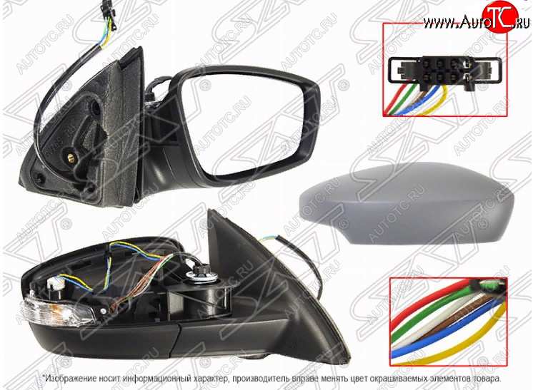 2 799 р. Правое зекрало SAT (поворот, регулировка, обогрев, 6 контактов) Volkswagen Polo Mk6 лифтбек (2020-2022) (неокрашенное)  с доставкой в г. Кемерово