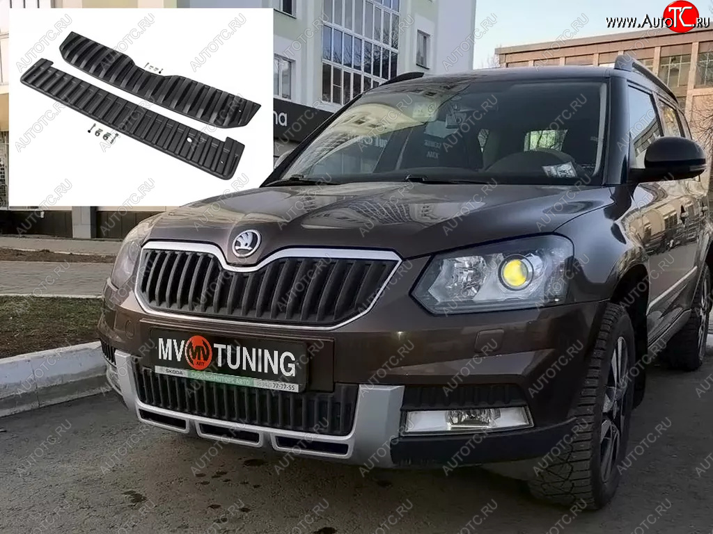 2 999 р. Заглушка решетки радиатора (верхняя, OUTDOOR) MV-Tuning  Skoda Yeti (2013-2018) (Текстурная поверхность)  с доставкой в г. Кемерово