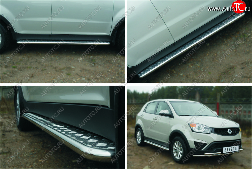 22 999 р. Пороги SLITKOFF d42 с листом SSANGYONG Actyon рестайлинг (2013-2021) (лист алюминий, труба сталь)  с доставкой в г. Кемерово