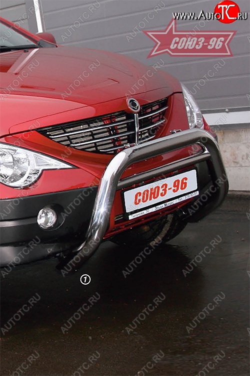 17 729 р. Защита переднего бампера Souz-96 (d76) SSANGYONG Actyon Sport (2006-2011)  с доставкой в г. Кемерово