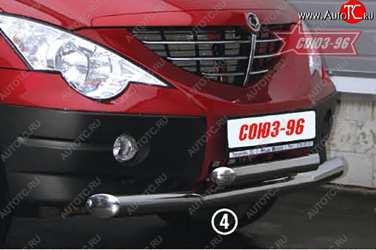 18 314 р. Защита переднего бампера двойная Souz-96 (d76/60) SSANGYONG Actyon Sport (2006-2011)  с доставкой в г. Кемерово