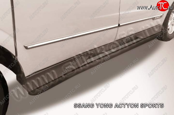 10 949 р. Защита порогов Slitkoff  SSANGYONG Actyon Sport (2012-2025) (Цвет: серебристый)  с доставкой в г. Кемерово