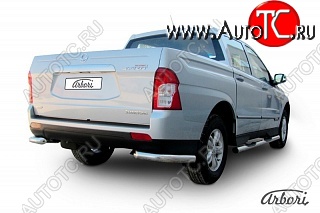 8 909 р. Защита заднего бампера Arbori SSANGYONG Actyon Sport (2012-2025)  с доставкой в г. Кемерово