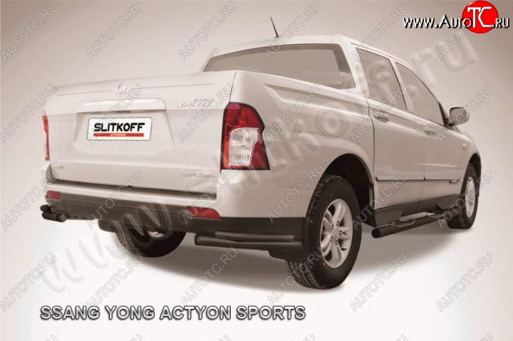 5 949 р. Уголки d57+d42 двойные SSANGYONG Actyon Sport (2012-2025) (Цвет: серебристый)  с доставкой в г. Кемерово