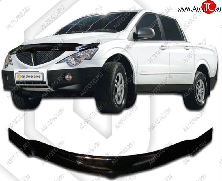 2 599 р. Дефлектор капота CA-Plastiс exclusive  SSANGYONG Actyon  1 (2006-2010) (Classic черный, Без надписи)  с доставкой в г. Кемерово