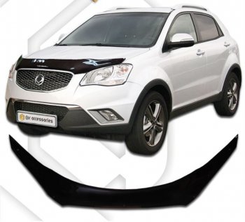 2 199 р. Дефлектор капота CA-Plastiс  SSANGYONG Actyon (2010-2013) дорестайлинг (серия Classic черный, Без надписи)  с доставкой в г. Кемерово. Увеличить фотографию 1