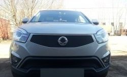 2 099 р. Нижняя сетка на бампер Russtal (черная) SSANGYONG Actyon рестайлинг (2013-2021)  с доставкой в г. Кемерово. Увеличить фотографию 2