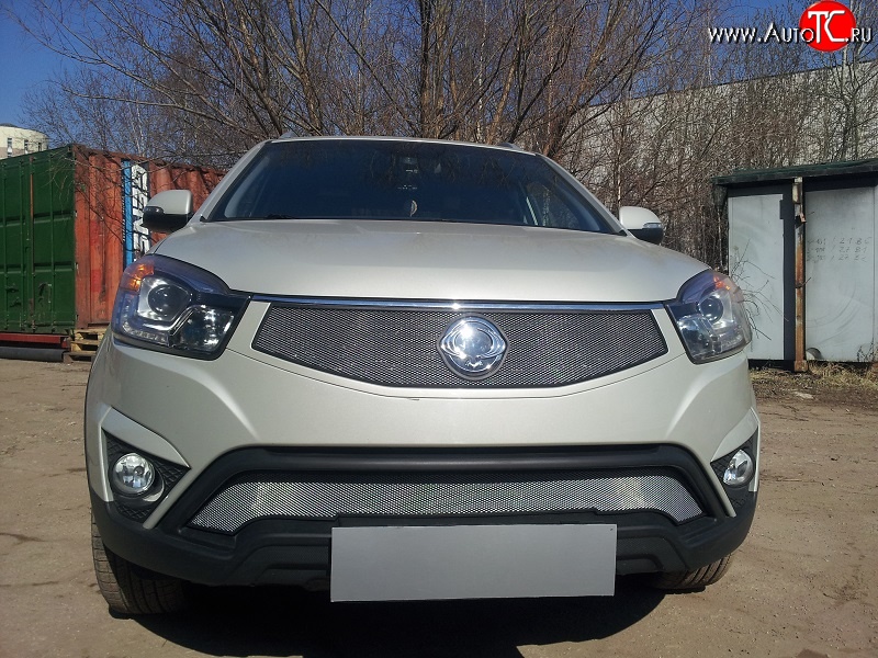 1 539 р. Нижняя сетка на бампер Russtal (хром)  SSANGYONG Actyon (2013-2021) рестайлинг  с доставкой в г. Кемерово