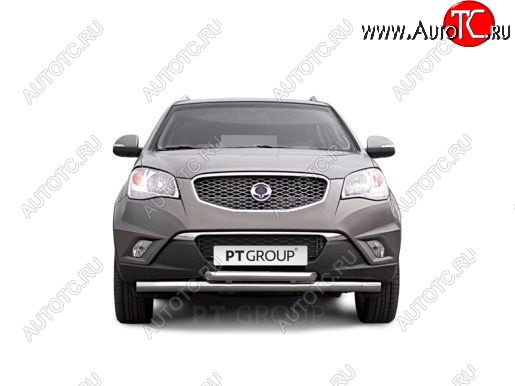 4 199 р. Защита переднего бампера двойная из труб d63/51 мм Petroil Tuning  SSANGYONG Actyon (2010-2013) дорестайлинг (Нержавеющая полированная сталь)  с доставкой в г. Кемерово
