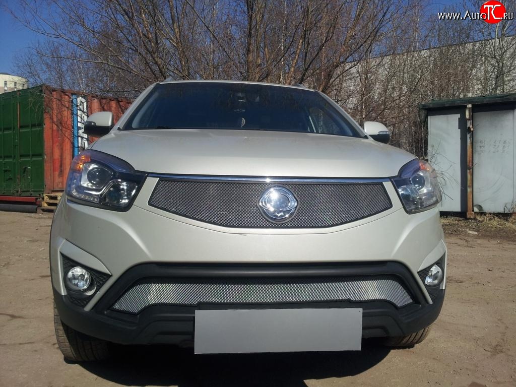 1 539 р. Верхняя сетка на бампер Russtal (хром) SSANGYONG Actyon рестайлинг (2013-2021)  с доставкой в г. Кемерово