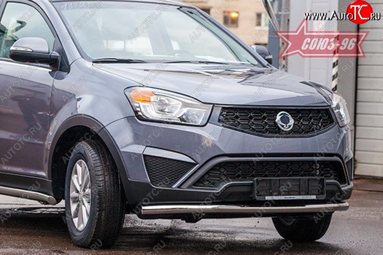 12 329 р. Защита переднего бампера одинарная рестайлинг Souz-96 (d60). SSANGYONG Actyon дорестайлинг (2010-2013)  с доставкой в г. Кемерово