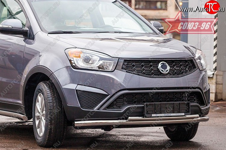 14 264 р. Защита переднего бампера двойная Souz-96 (d60/42). SSANGYONG Actyon рестайлинг (2013-2021)  с доставкой в г. Кемерово