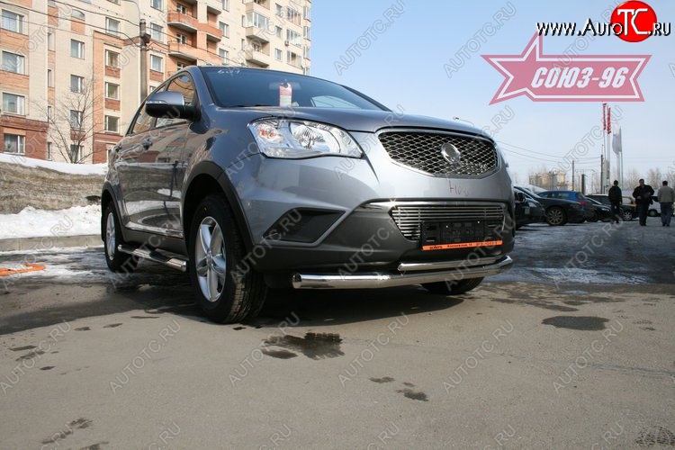 17 054 р. Защита переднего бампера двойная Souz-96 (d76/42)  SSANGYONG Actyon (2010-2013) дорестайлинг  с доставкой в г. Кемерово