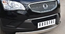 11 599 р. Защита переднего бампера (Ø75х42 мм, нержавейка) Russtal SSANGYONG Actyon дорестайлинг (2010-2013)  с доставкой в г. Кемерово. Увеличить фотографию 2