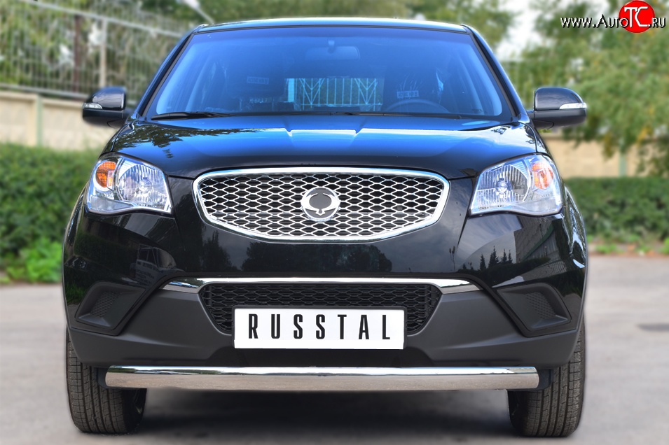 11 599 р. Защита переднего бампера (Ø75х42 мм, нержавейка) Russtal SSANGYONG Actyon дорестайлинг (2010-2013)  с доставкой в г. Кемерово