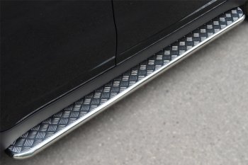Широкая защита порогов с трубой диаметром 42 мм SLITKOFF v2 SSANGYONG Actyon (2010-2013) дорестайлинг