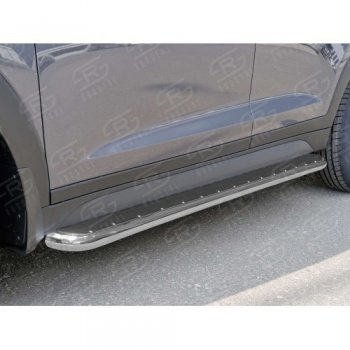 Широкая защита порогов с трубой диаметром 42 мм SLITKOFF v3 SSANGYONG Actyon (2010-2013) дорестайлинг