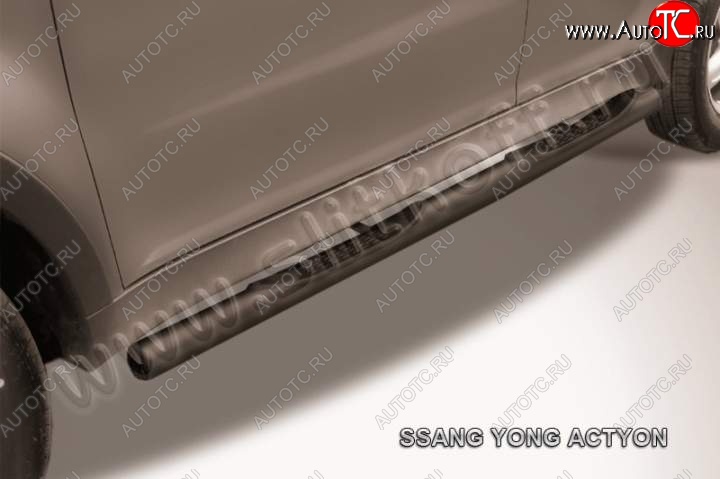 12 399 р. Защита порогов Slitkoff  SSANGYONG Actyon (2010-2013) дорестайлинг (Цвет: серебристый)  с доставкой в г. Кемерово