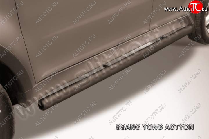 10 599 р. Защита порогов Slitkoff  SSANGYONG Actyon (2010-2013) дорестайлинг (Цвет: серебристый)  с доставкой в г. Кемерово